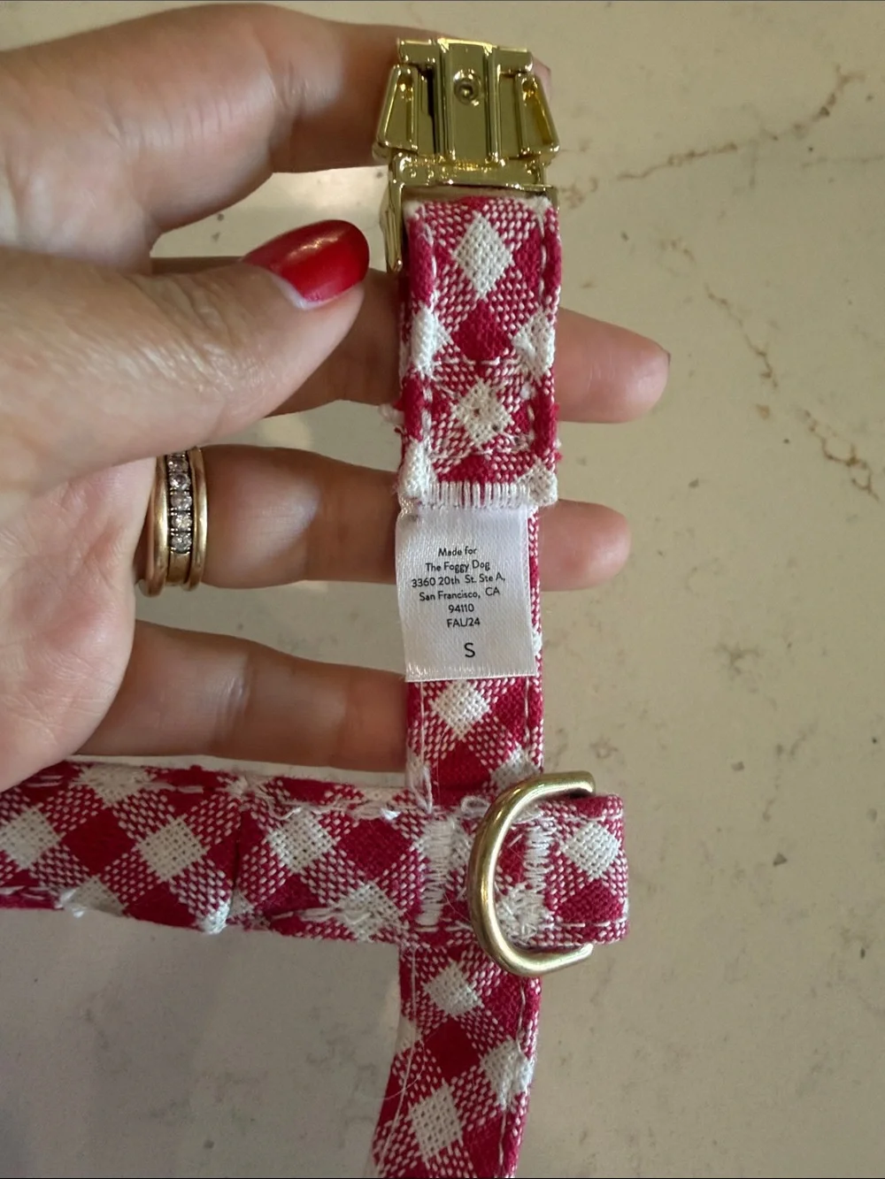 *NWOT* The Foggy Dog Red & White Gingham Dog Harness size small